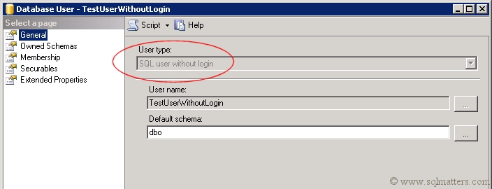 Database User Without Login - SQL Server 2012